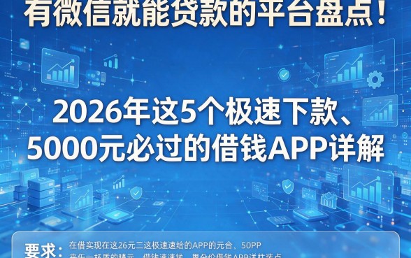 有微信就能贷款的平台盘点:2026年这5个极速下款、5000元必过的借钱APP详解