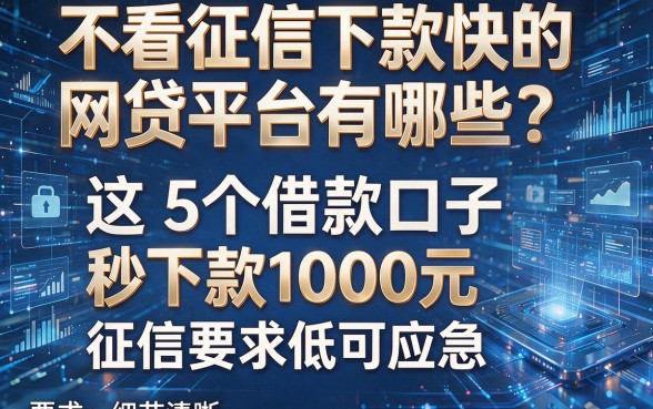 不看征信下款快的网贷平台有哪些?这5个借款口子秒下款1000元,征信要求低可应急!