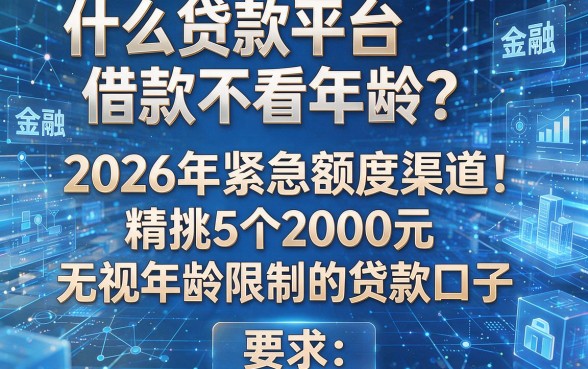 什么贷款平台借款不看年龄?2026年紧急额度渠道!精挑5个2000元无视年龄限制的贷款口子