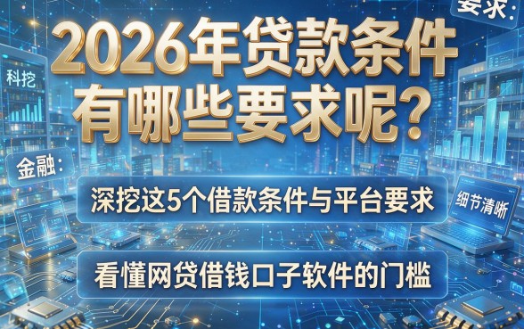 2026年贷款条件有哪些要求呢?深挖这5个借款条件与平台要求,看懂网贷借钱口子软件的门槛