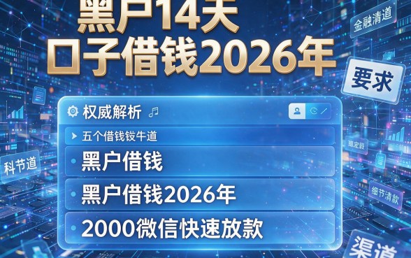 黑户14天口子借钱2026年,权威解析五个黑户借钱2026年2000微信快速放款的渠道