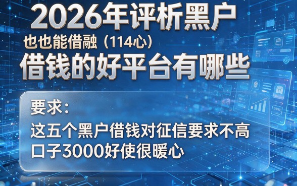 2026年评析黑户也能借钱的好平台有哪些,这五个黑户借钱对征信要求不高口子3000好使很暖心