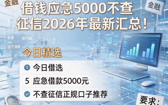 借钱应急5000不查征信2026年最新汇总!今日精选5个应急借款5000元不查征信的正规口子推荐