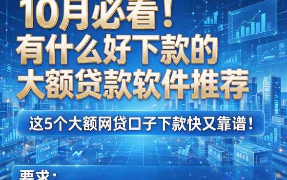 10月必看!有什么好下款的大额贷款软件推荐,这5个大额网贷口子下款快又靠谱!