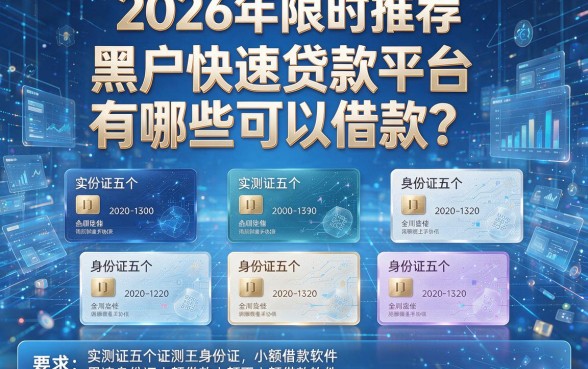 2026年限时推荐：黑户快速贷款平台有哪些可以借款？实测五个身份证小额借款软件