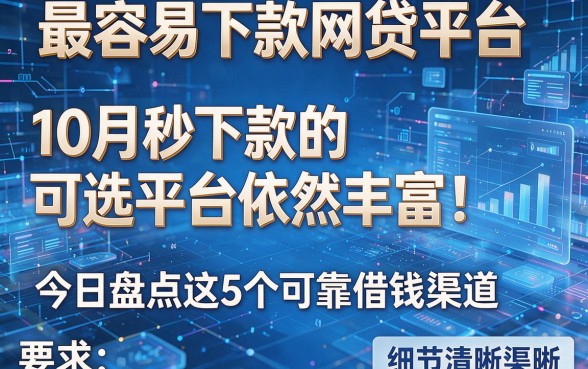 最容易下款网贷平台10月秒下款的可选平台依然丰富！今日盘点这5个可靠借钱渠道！