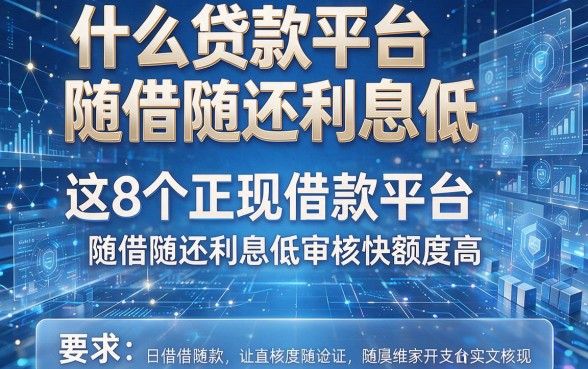 什么贷款平台随借随还利息低,这8个正规借款平台随借随还利息低审核快额度高