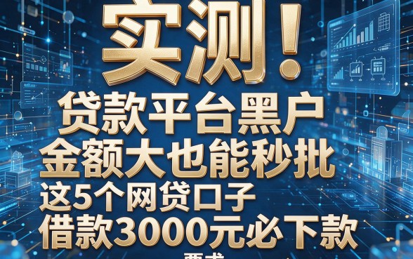 实测!贷款平台黑户金额大也能秒批,这5个网贷口子借款3000元必下款