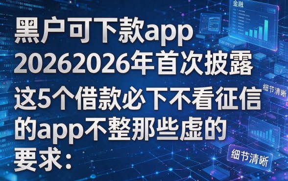 黑户可下款app20262026年首次披露，这5个借款必下不看征信的app不整那些虚的