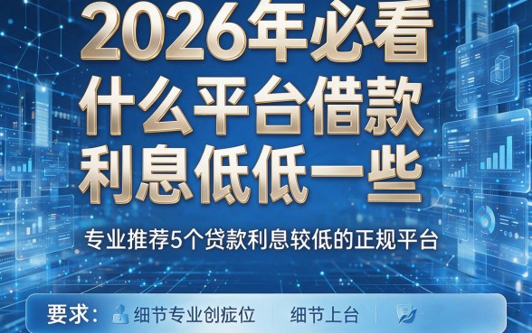 2026年必看丨什么平台借款利息低低一些,专业推荐5个贷款利息较低的正规平台