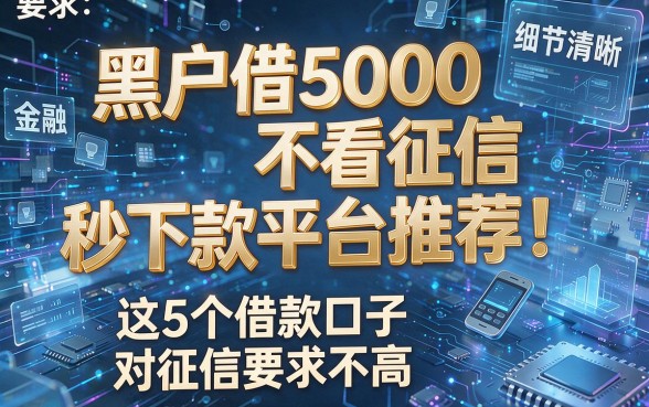 黑户借5000不看征信秒下款平台推荐!这5个借款口子对征信要求不高