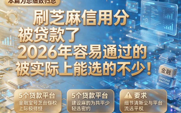 刷芝麻信用分被贷款了2026年容易通过的实际上能选的不少！本篇为您细致归总这5个贷款平台！