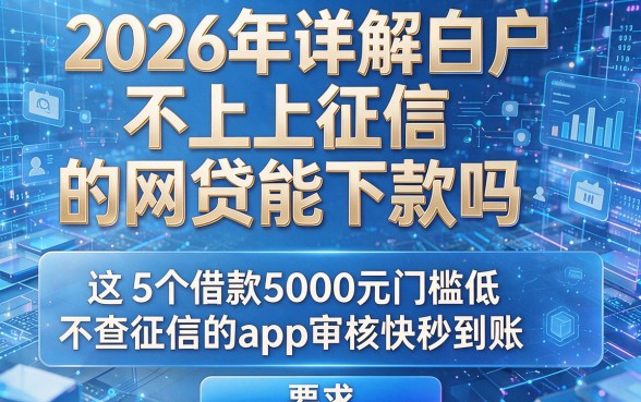 2026年详解白户不上征信的网贷能下款吗,这5个借款5000元门槛低不查征信的app审核快秒到账