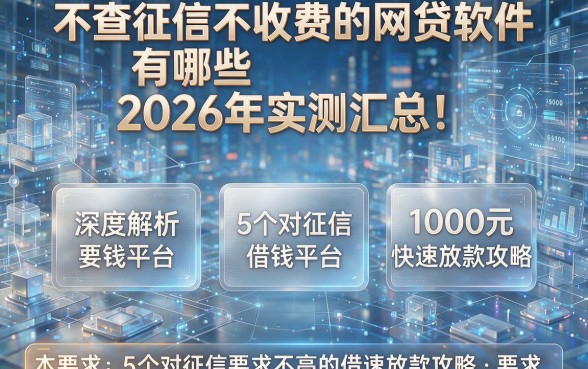 不查征信不收费的网贷软件有哪些2026年实测汇总！深度解析5个对征信要求不高的借钱平台1000元快速放款攻略