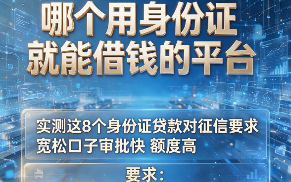 哪个用身份证就能借钱的平台,实测这8个身份证贷款对征信要求宽松口子审批快额度高