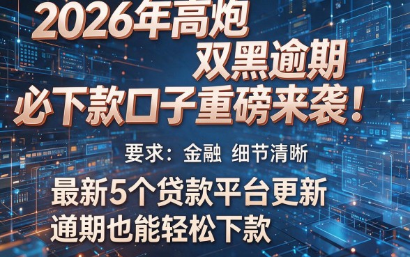 2026年高炮双黑逾期必下款口子重磅来袭!最新5个贷款平台更新,逾期也能轻松下款