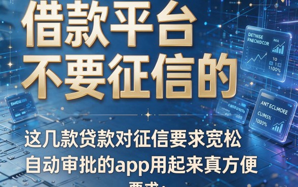 借款平台不要征信的,这几款贷款对征信要求宽松自动审批的app用起来真方便