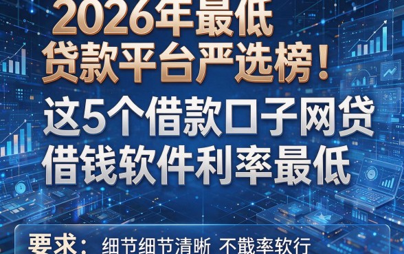 2026年最低贷款平台严选榜!这5个借款口子网贷借钱软件利率最低