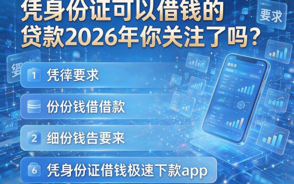 凭身份证可以借钱的贷款2026年你关注了吗?推荐这五个凭身份证借钱极速下款app