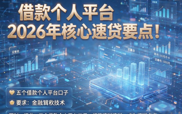借款个人平台2026年核心速贷要点！同时汇总五个借款个人平台口子