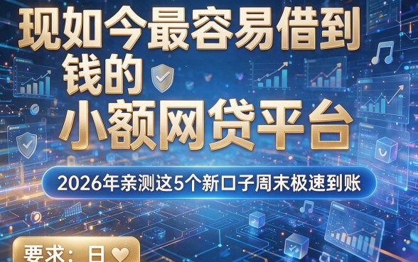 现如今最容易借到钱的小额网贷平台,2026年亲测这5个新口子周末极速到账