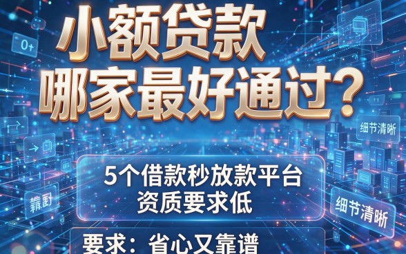 小额贷款哪家最好通过?这5个借款秒放款平台资质要求低,省心又靠谱