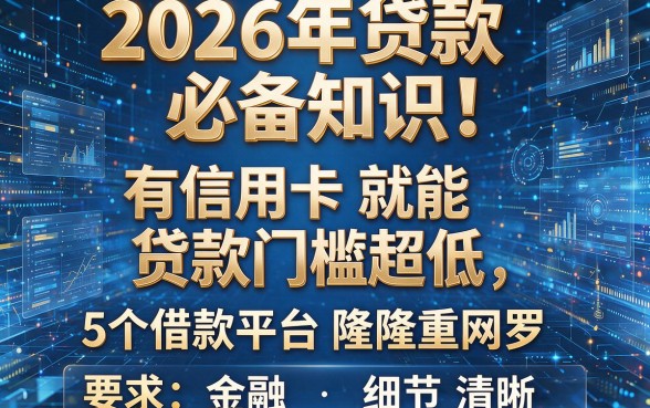 2026年贷款必备知识!有信用卡就能贷款门槛超低,5个借款平台隆重网罗