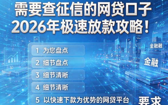 需要查征信的网贷口子2026年极速放款攻略！为您盘点5类以快速下款为优势的网贷平台