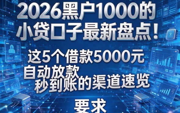 2026黑户1000的小贷口子最新盘点！这5个借款5000元自动放款秒到账的渠道速览