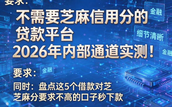 不需要芝麻信用分的贷款平台2026年内部通道实测!同时盘点这5个借款对芝麻分要求不高的口子秒下款