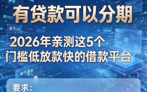 有贷款可以分期，2026年亲测这5个门槛低放款快的借款平台