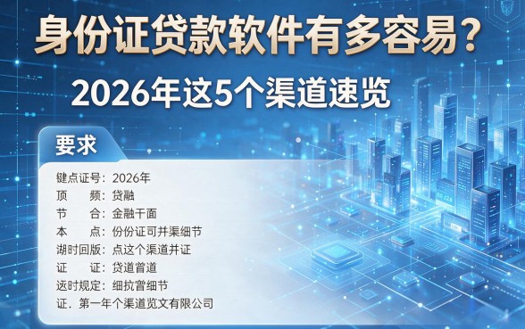 身份证贷款软件有多容易？2026年这5个渠道速览！