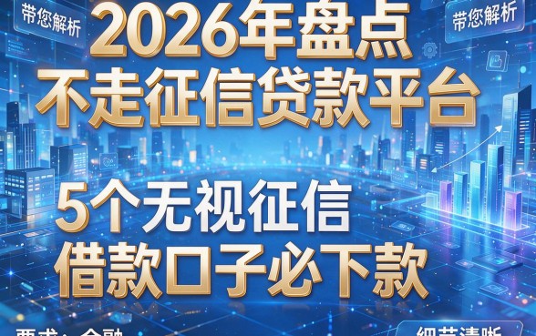 2026年盘点不走征信贷款平台,带您解析5个无视征信借款口子必下款