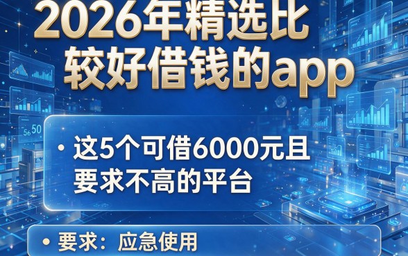 2026年精选比较好借钱的app，这5个可借6000元且要求不高的平台适合应急使用