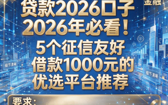 贷款2026口子2026年必看！5个征信友好、借款1000元的优选平台推荐