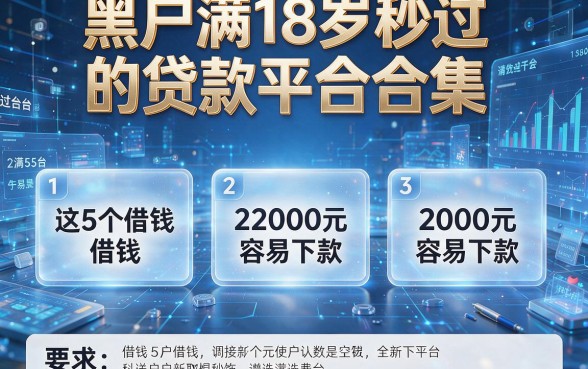 黑户满18岁秒过的贷款平台合集,这5个借钱2000元容易下款