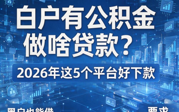 白户有公积金做啥贷款？2026年这5个平台好下款，黑户也能借！