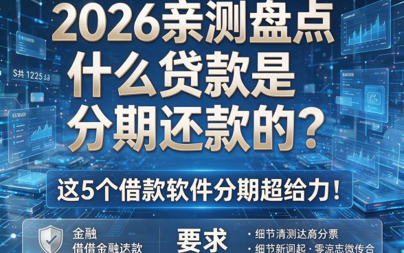 2026亲测盘点：什么贷款是分期还款的？这5个借款软件分期超给力！