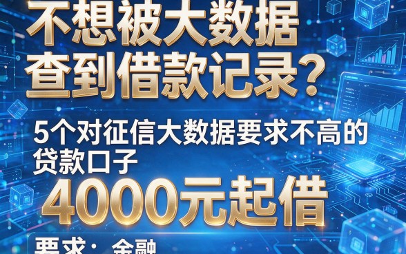 不想被大数据查到借款记录?5个对征信大数据要求不高的贷款口子4000元起借