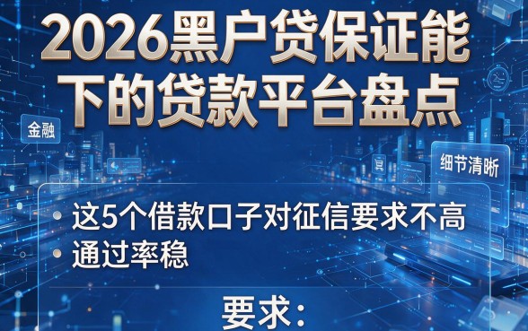 2026黑户贷保证能下的贷款平台盘点,这5个借款口子对征信要求不高通过率稳