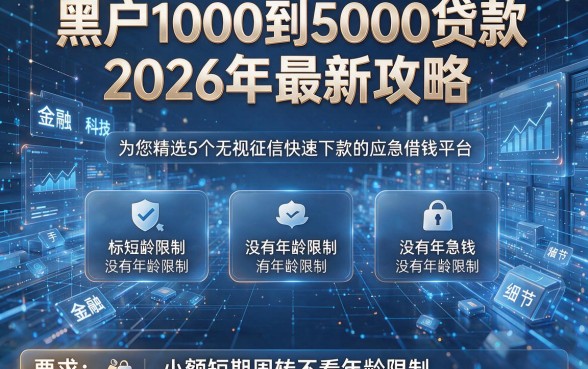 黑户1000到5000贷款没有年龄限制2026年最新攻略：为您精选5个无视征信快速下款的应急借钱平台，小额短期周转不看年龄限制