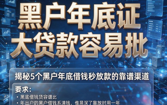黑户年底证大贷款容易批,揭秘5个黑户年底借钱秒放款的靠谱渠道