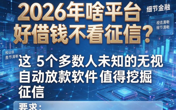2026年啥平台好借钱不看征信?这5个多数人未知的无视征信自动放款软件值得挖掘