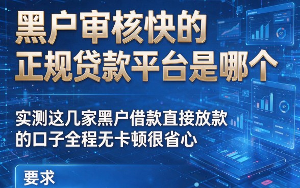 黑户审核快的正规贷款平台是哪个,实测这几家黑户借款直接放款的口子全程无卡顿很省心
