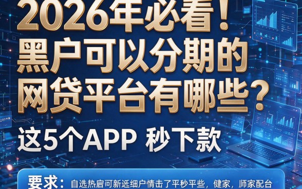 2026年必看!黑户可以分期的网贷平台有哪些?这5个APP秒下款