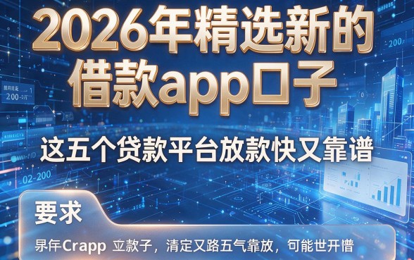 2026年精选新的借款app口子：这五个贷款平台放款快又靠谱