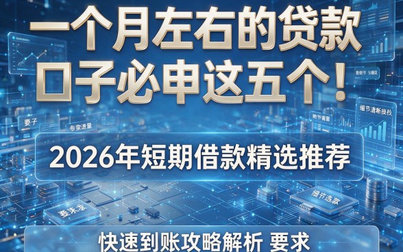 一个月左右的贷款口子必申这五个！2026年短期借款精选推荐，快速到账攻略解析