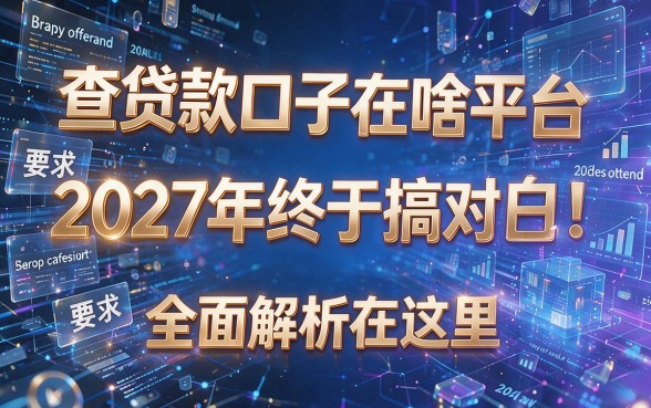 查贷款口子在啥平台2027年终于搞明白!全面解析在这里!