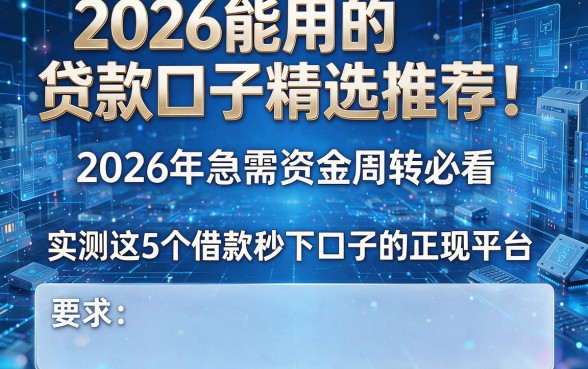 2026能用的贷款口子精选推荐!2026年急需资金周转必看,实测这5个借款秒下口子的正规平台
