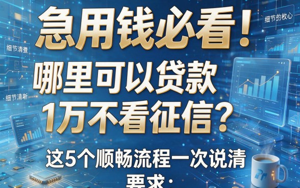 急用钱必看!哪里可以贷款1万不看征信?这5个顺畅流程一次说清!